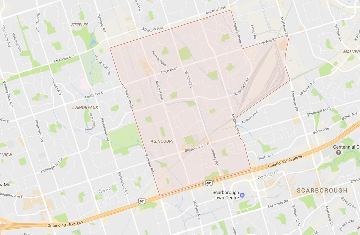 Kaart Agincourt naabrus-Toronto