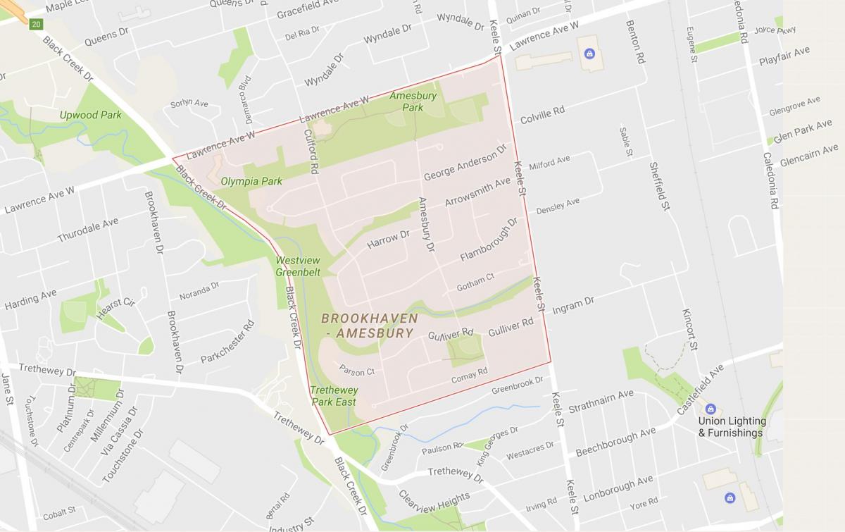 Kaart Amesbury naabrus-Toronto