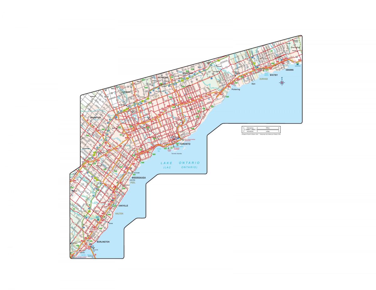 Kaart ametlikus Maantee Ontario