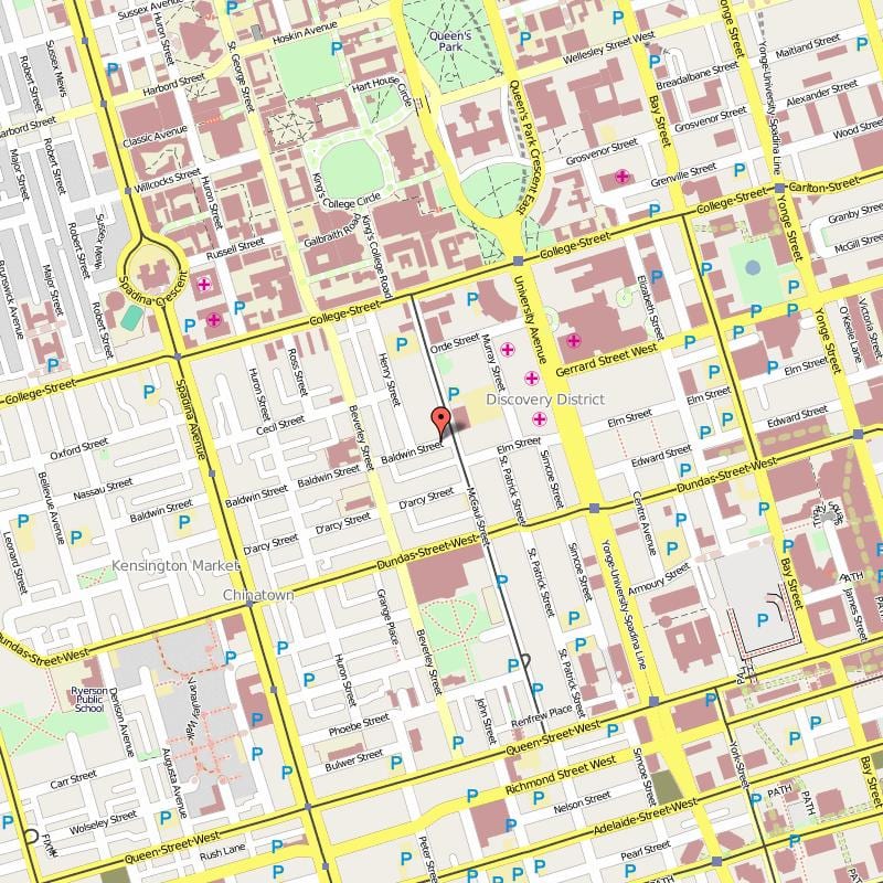Kaart Baldwin Küla Toronto
