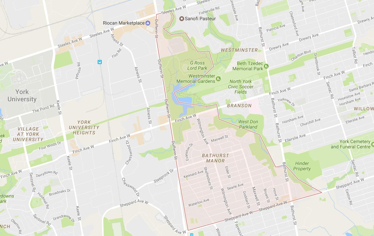 Kaart Bathurst Mõisa naabruses Toronto