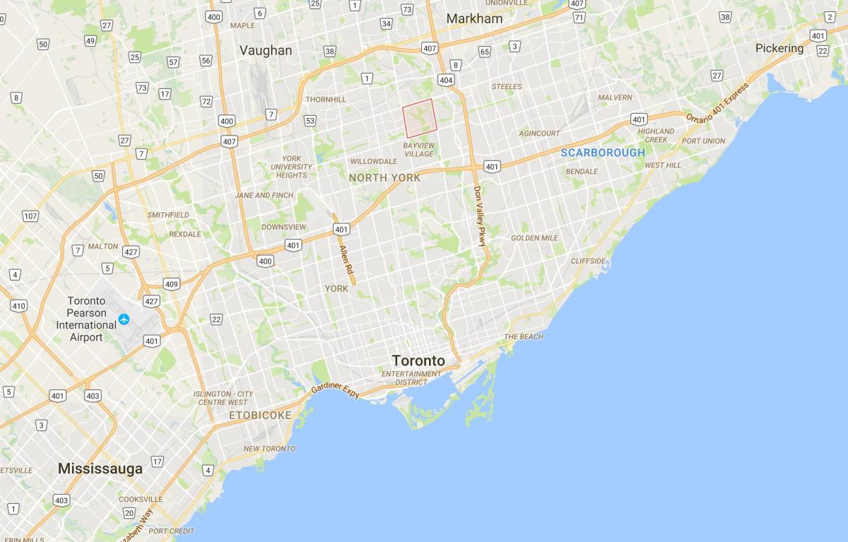 Kaart Bayview Metsa – Steeles linnaosa Toronto