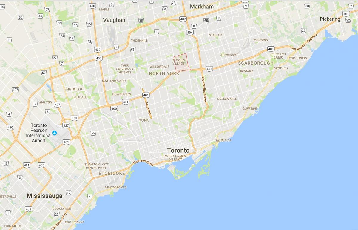 Kaart Bayview Village linnaosa Toronto