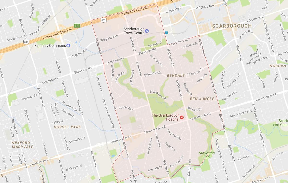 Kaart Bendale naabrus-Toronto