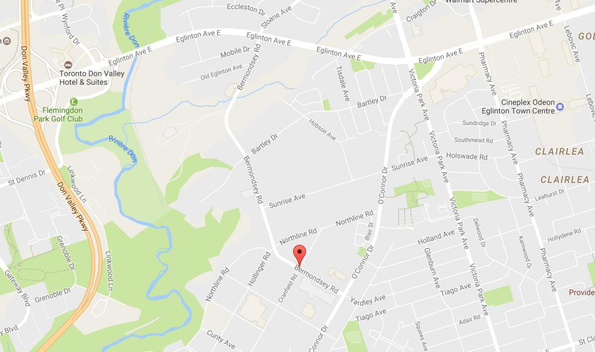 Kaart Bermondsey road Toronto