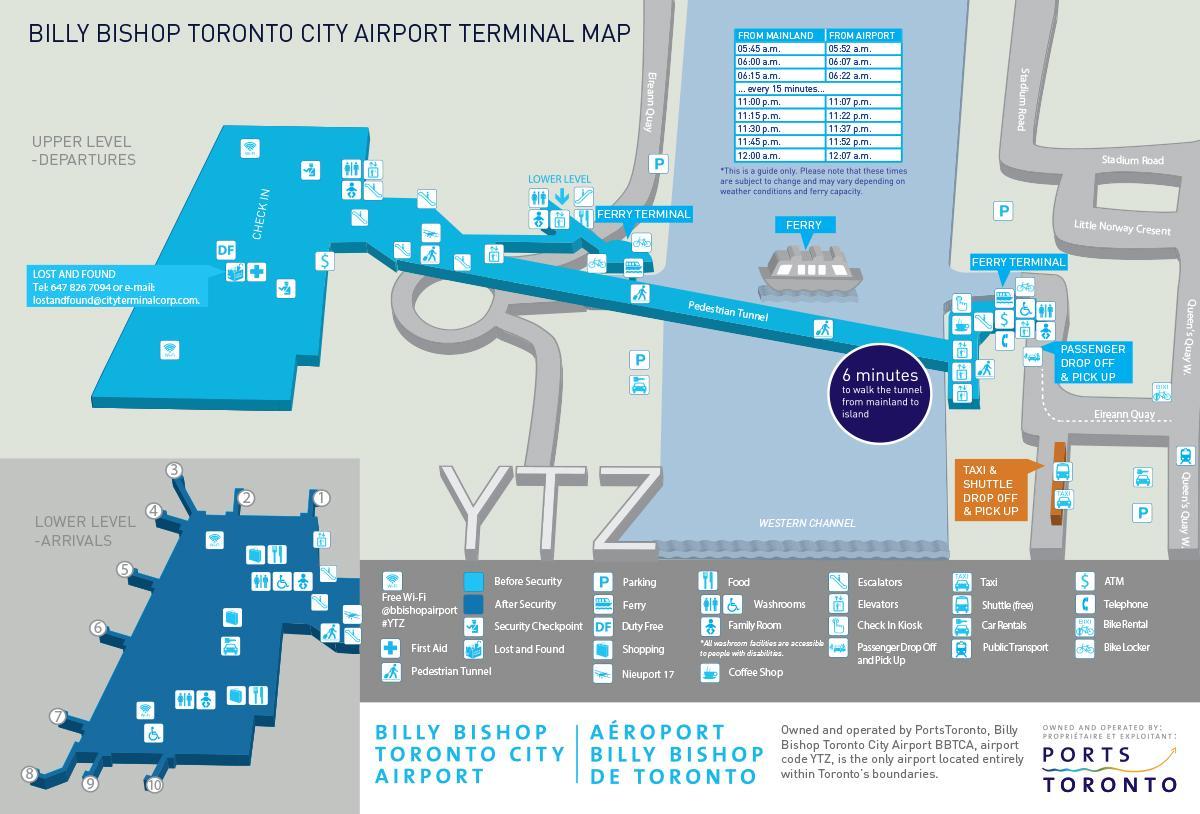 Kaart Billy Bishop Toronto city lennujaam