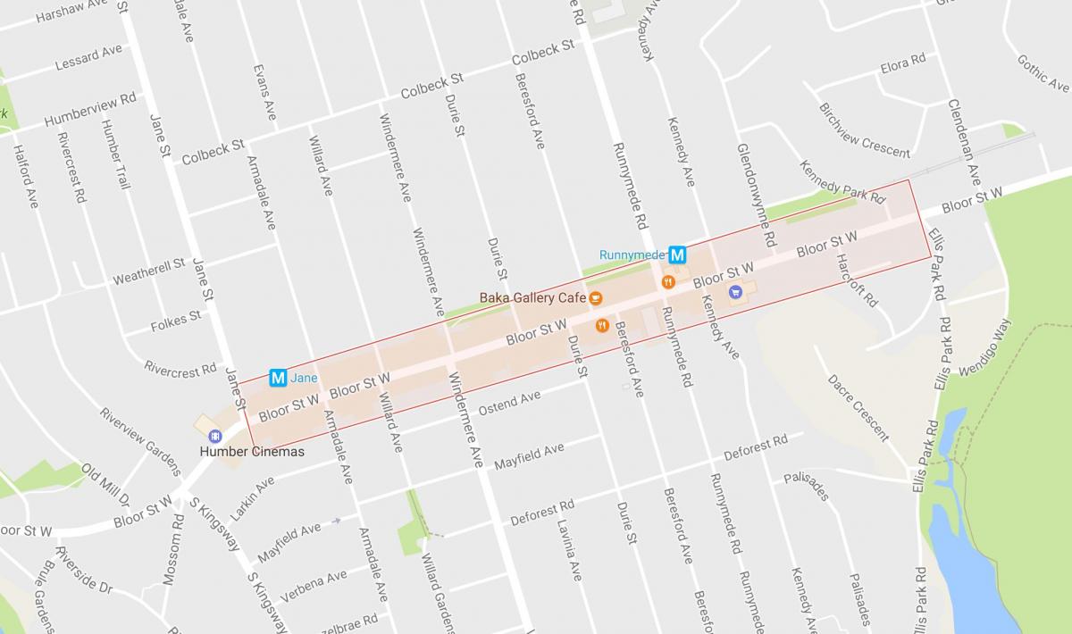 Kaart Bloor West Village naabruses Toronto