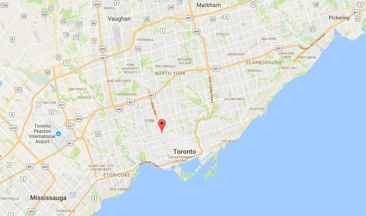 Kaart Bracondale Hill linnaosa Toronto