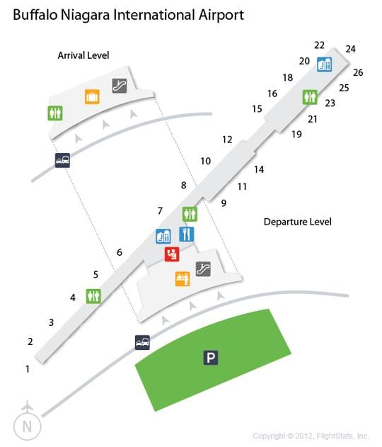 Kaart Buffalo Niagara airport lahkumist tase