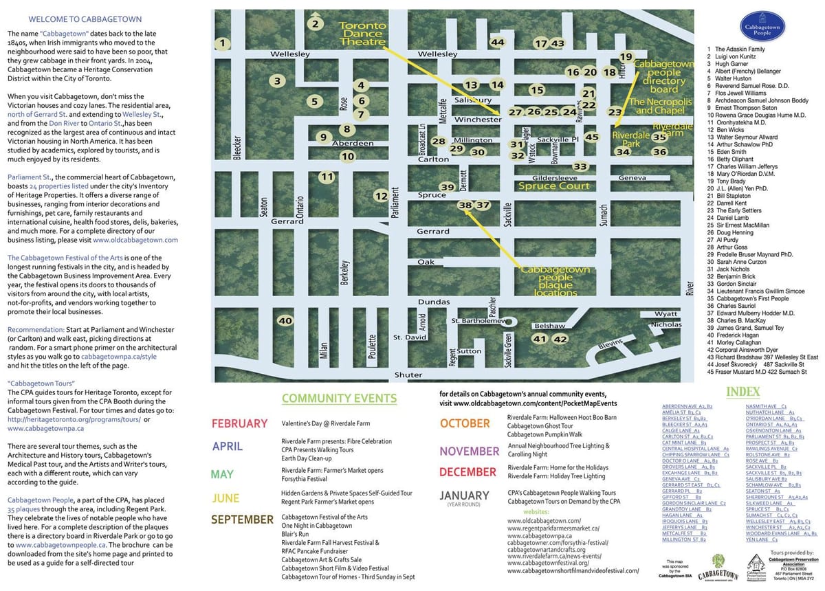 Kaart Cabbagetown sündmuste Toronto
