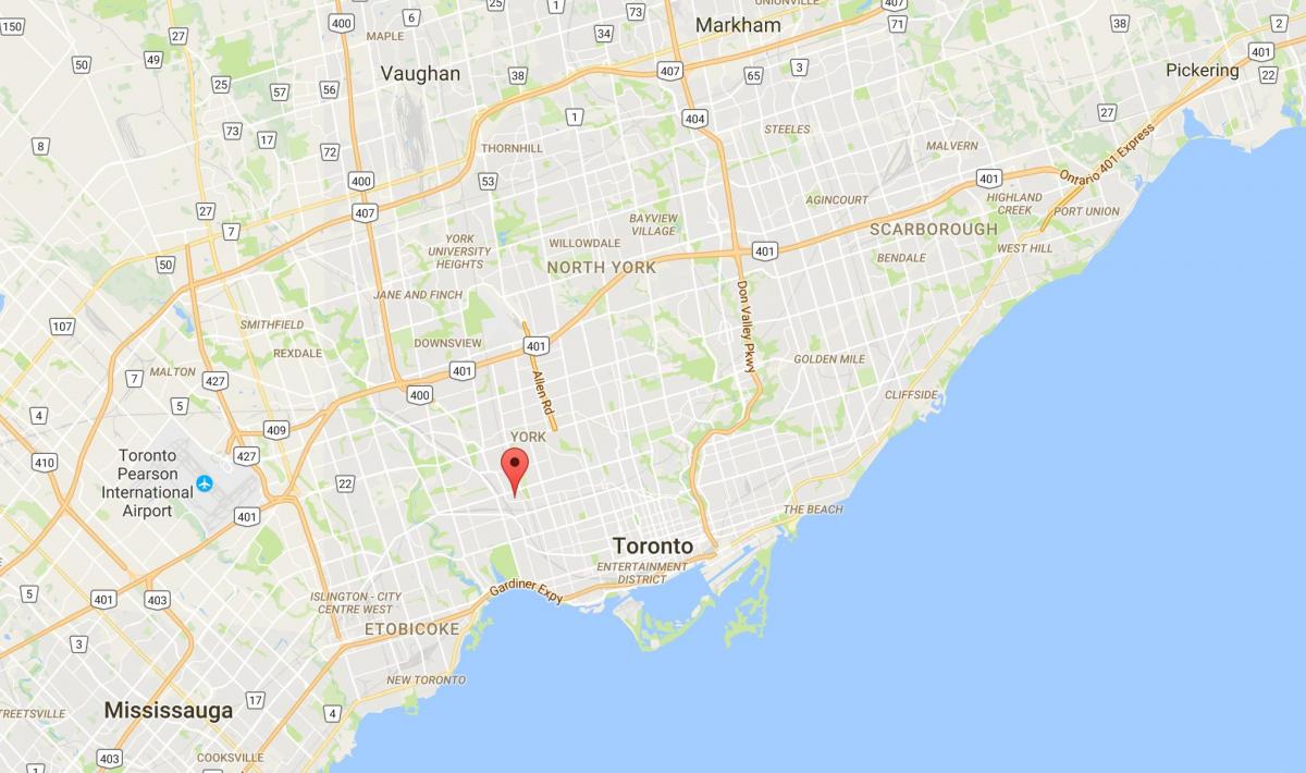 Kaart Carleton Küla Toronto linnaosa