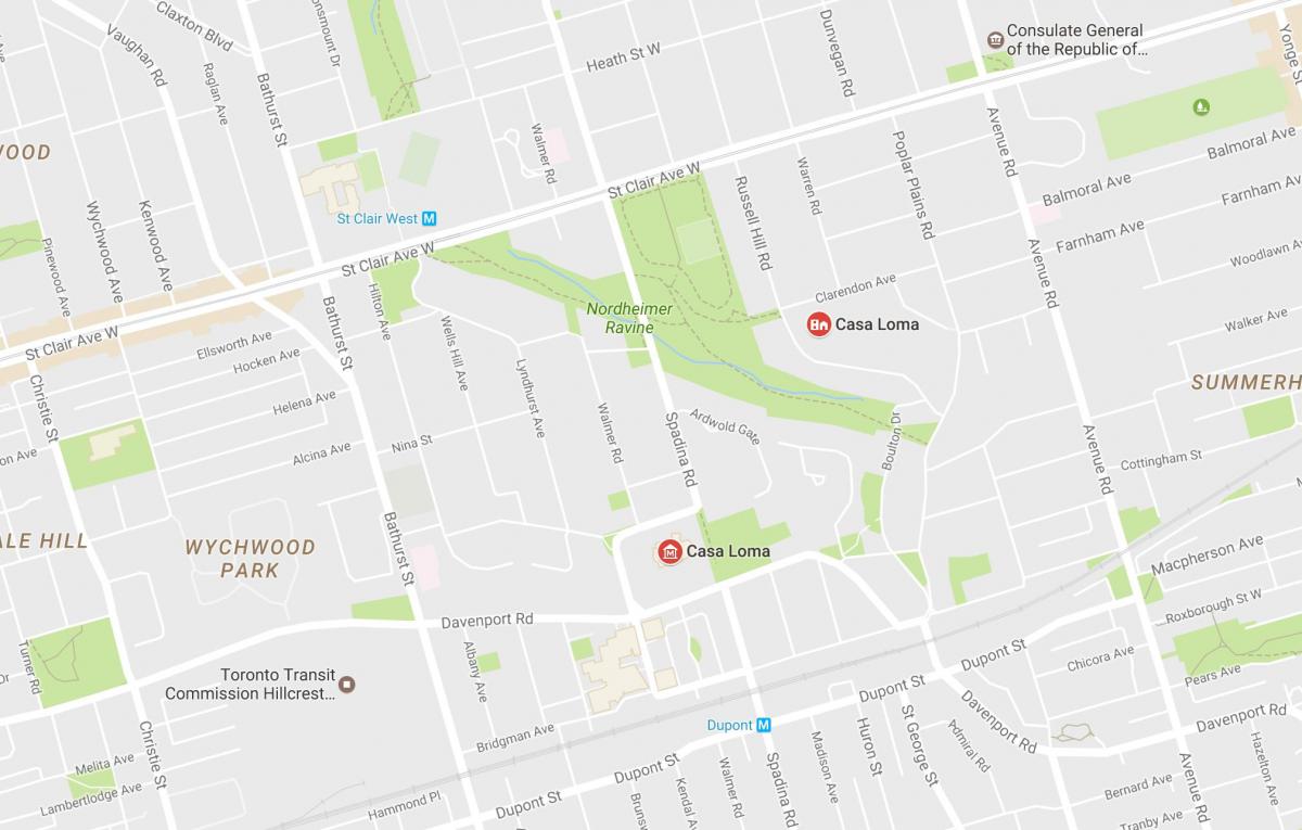 Kaart Casa Loma naabrus-Toronto