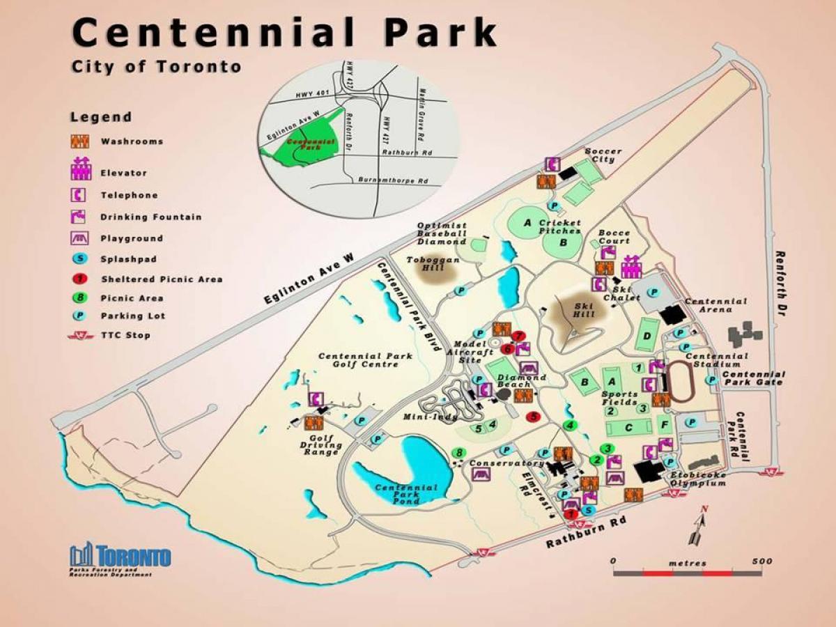 Kaart Centennial Park Kasvuhoone Toronto