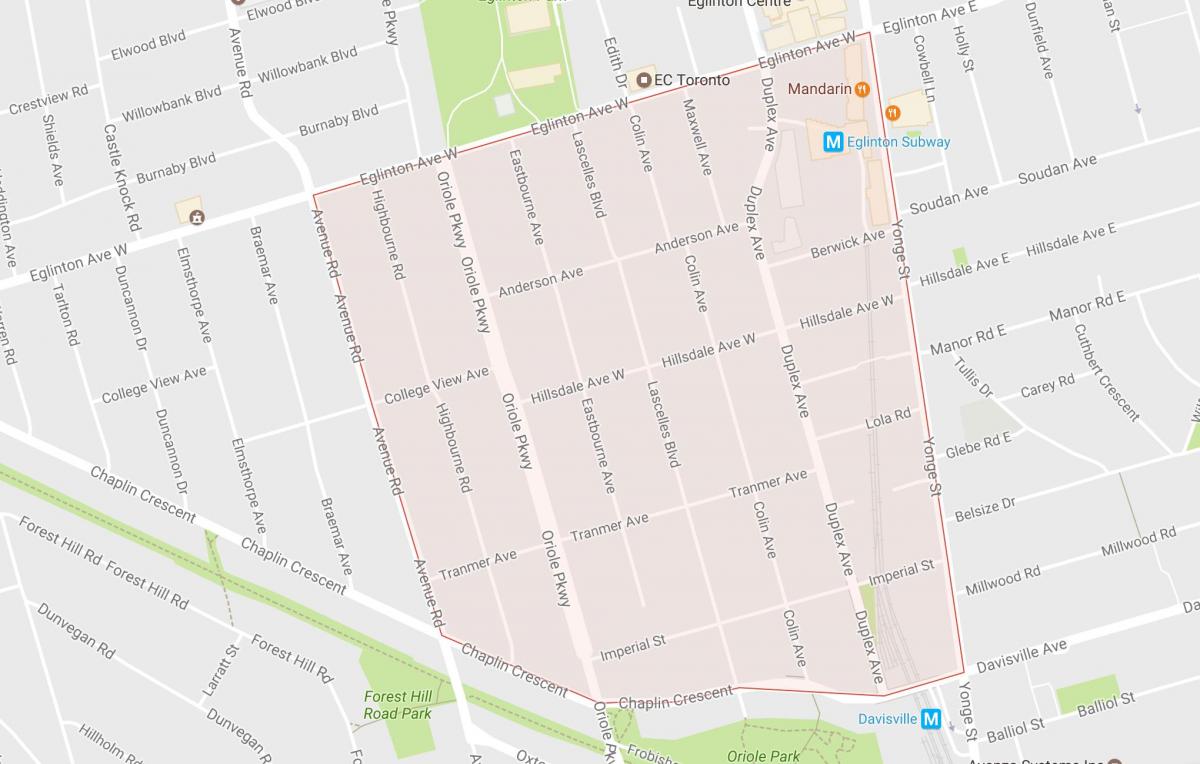 Kaart Chaplin Estates naabrus-Toronto