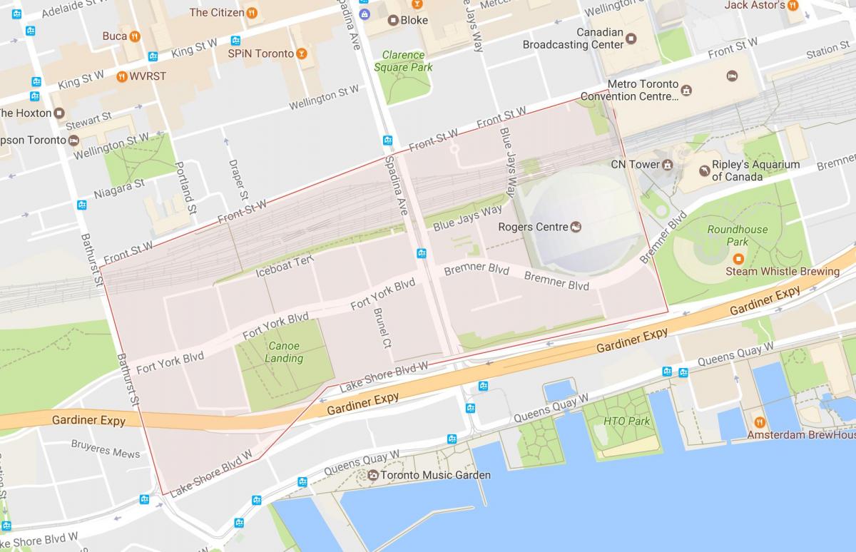 Kaart CityPlace naabrus-Toronto