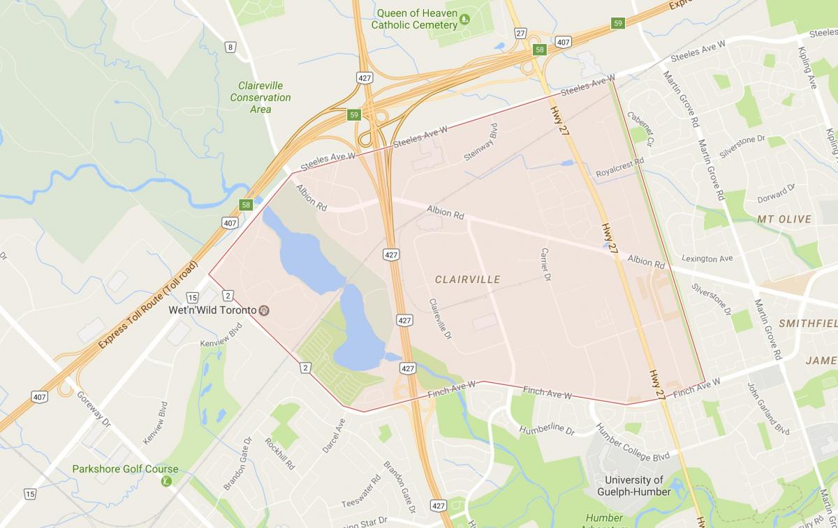 Kaart Clairville naabrus-Toronto