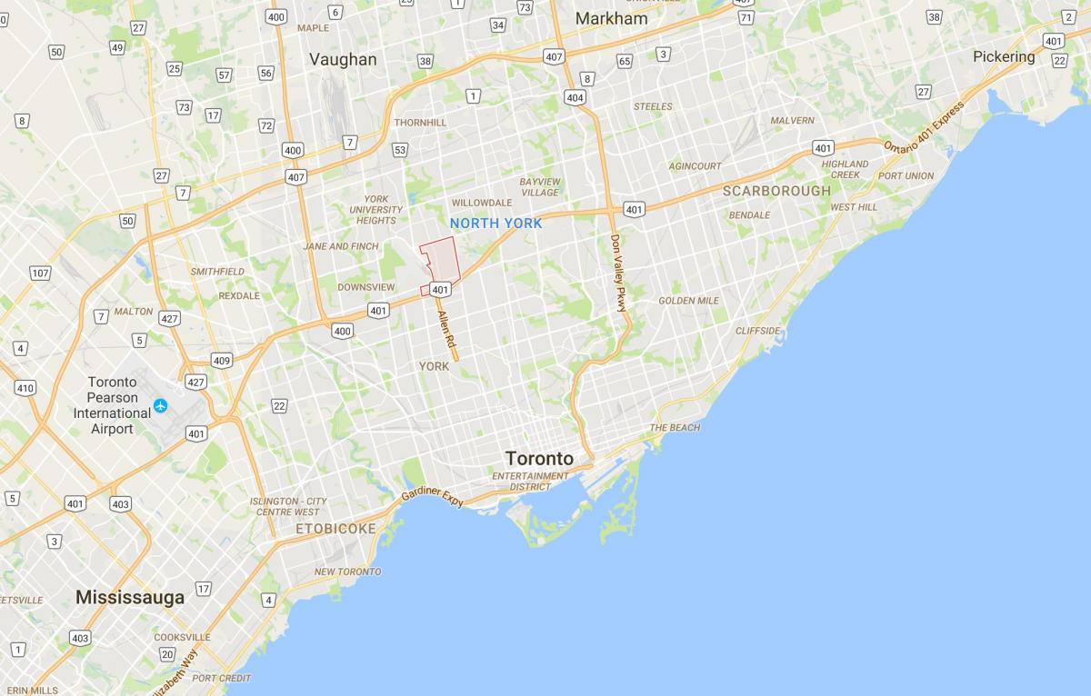 Kaart Clanton Park district Toronto
