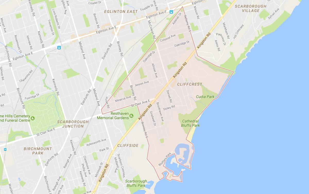 Kaart Cliffcrest naabrus-Toronto