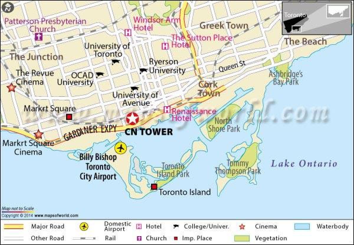 Kaart CN tower Torontos