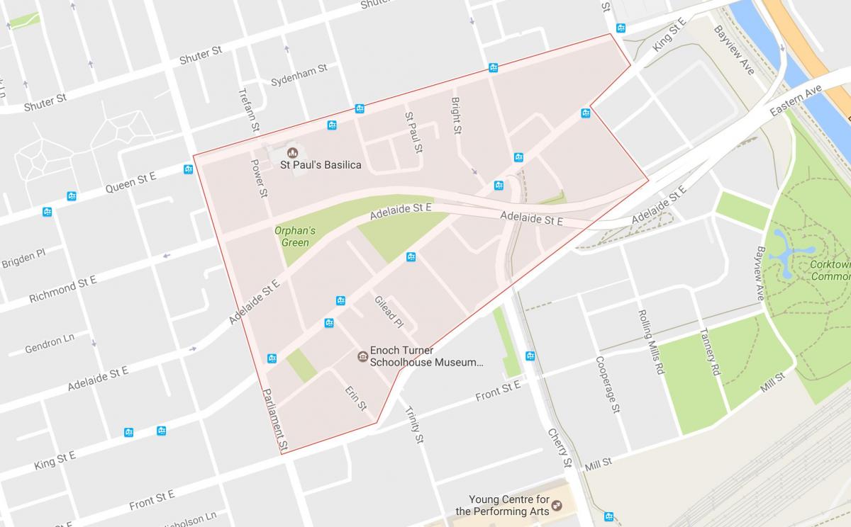 Kaart Corktown naabrus-Toronto