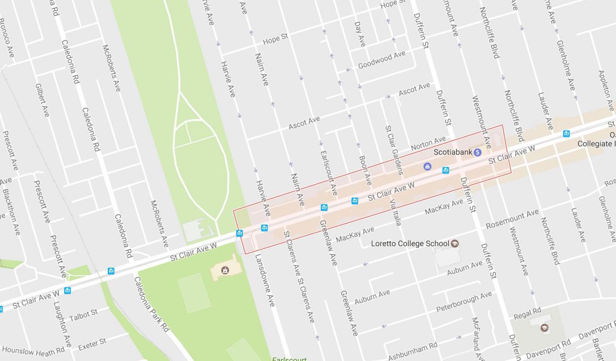 Kaart Corso Italia naabruses Toronto