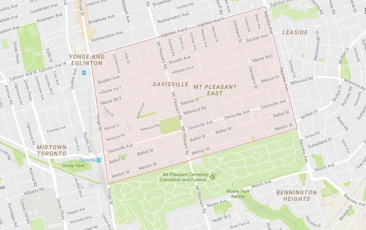 Kaart Davisville Küla naabrus-Toronto