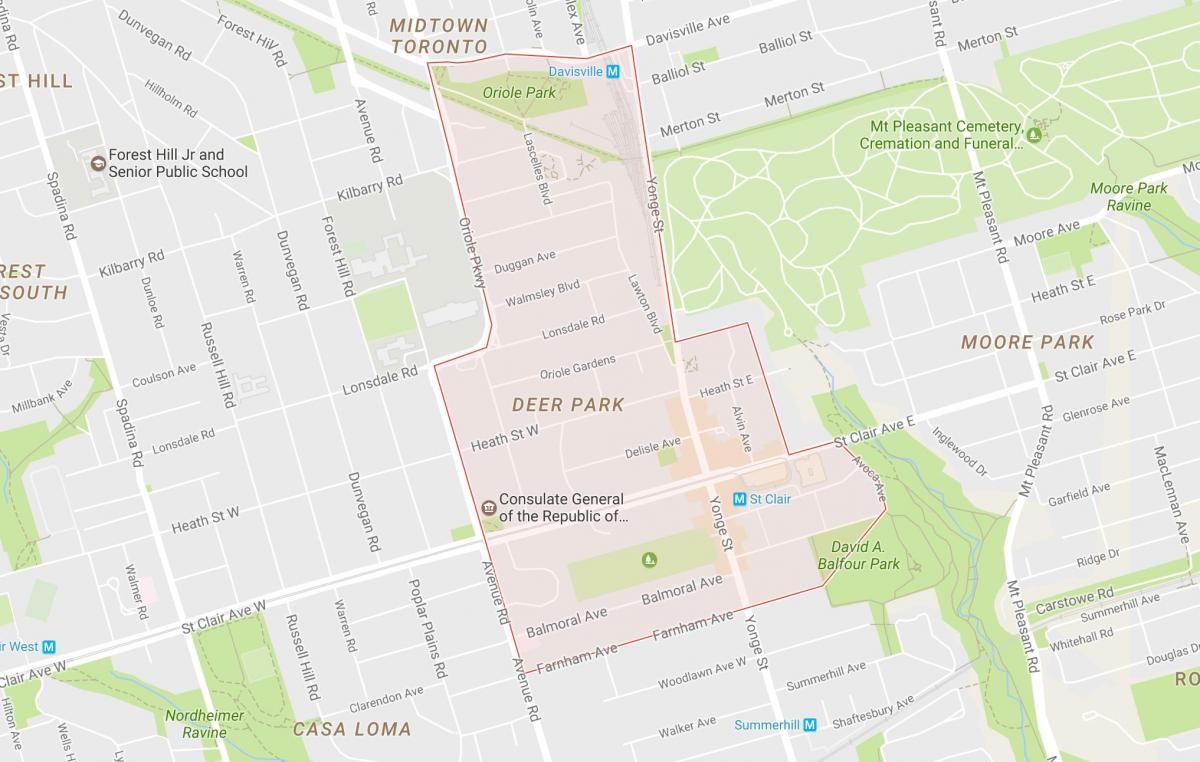 Kaart Deer Park naabruses Toronto