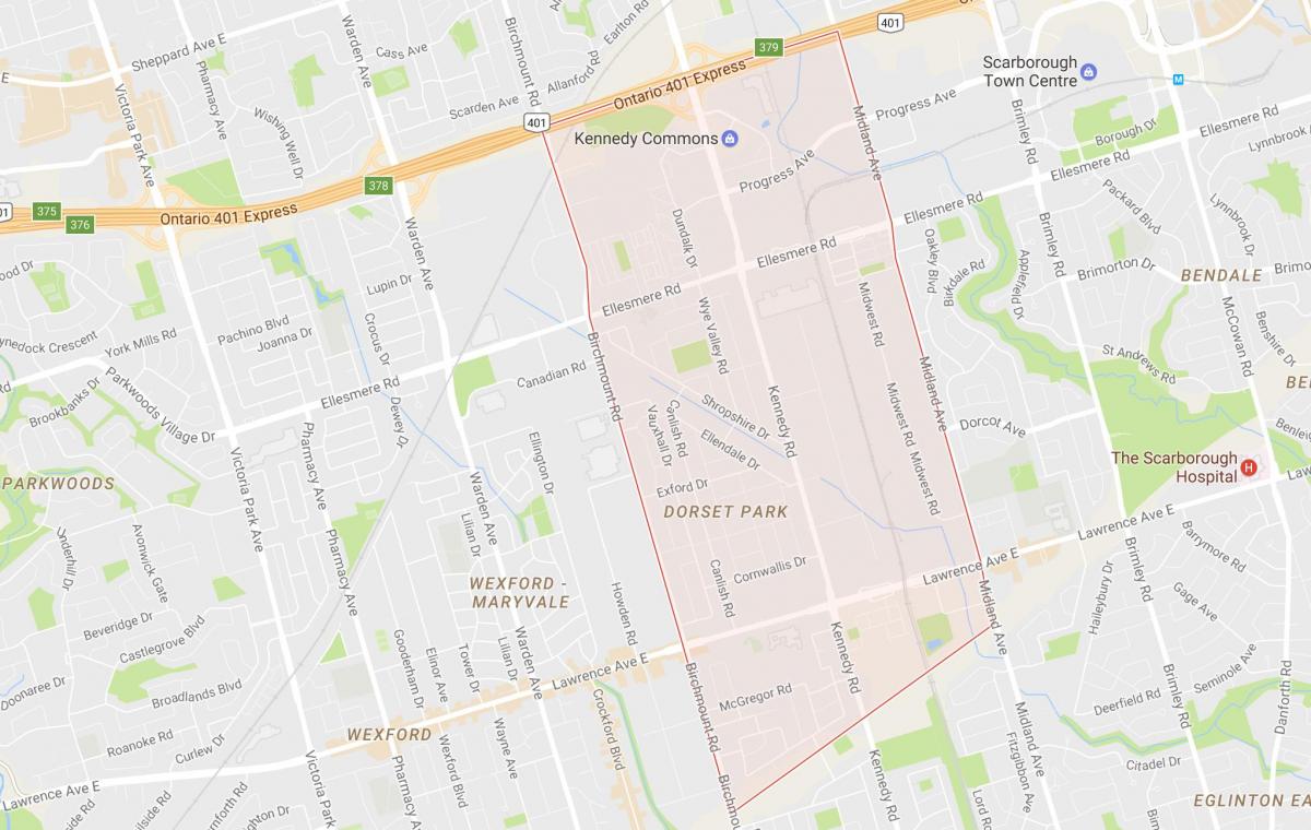 Kaart Dorset Park naabruses Toronto