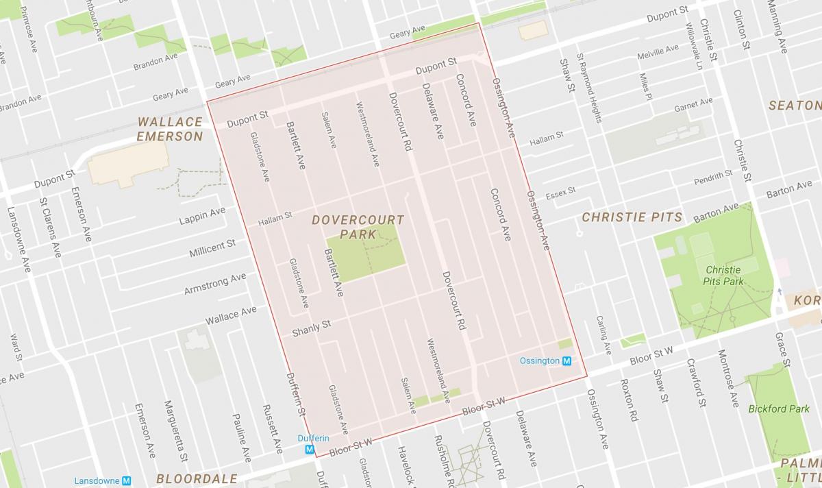 Kaart Dovercourt Park naabruses Toronto