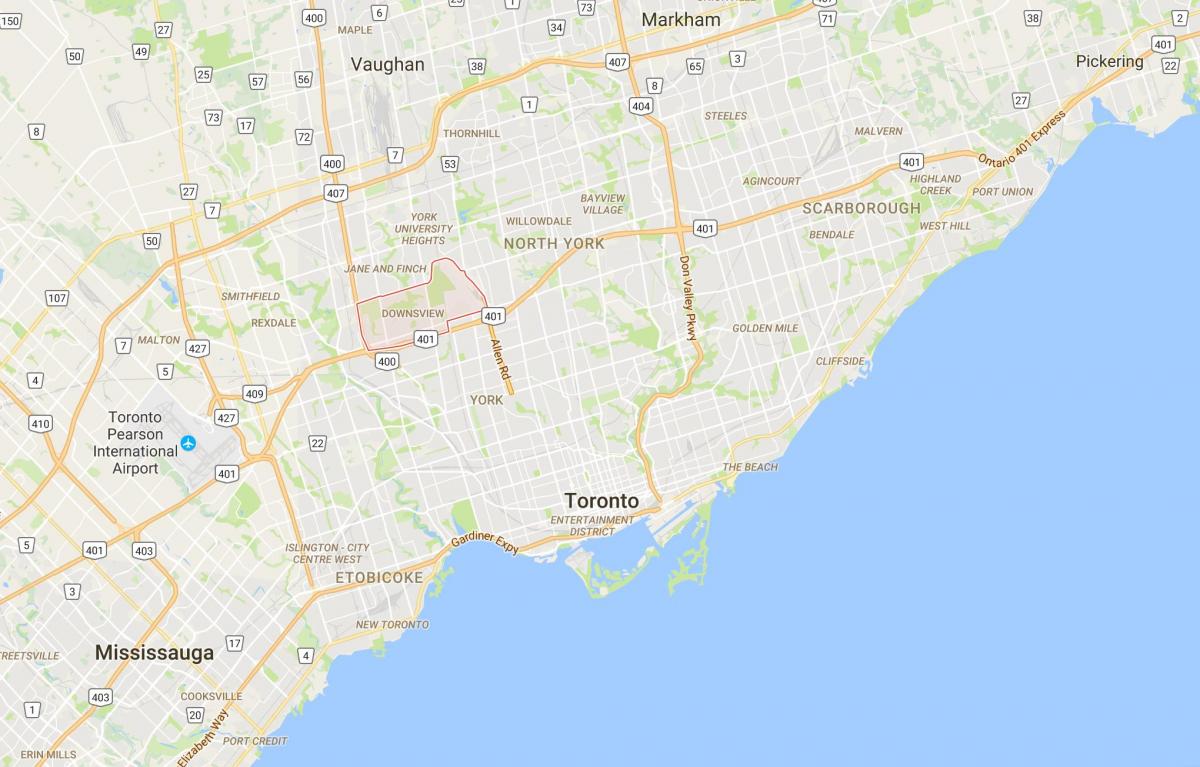 Kaart Downsview linnaosa Toronto