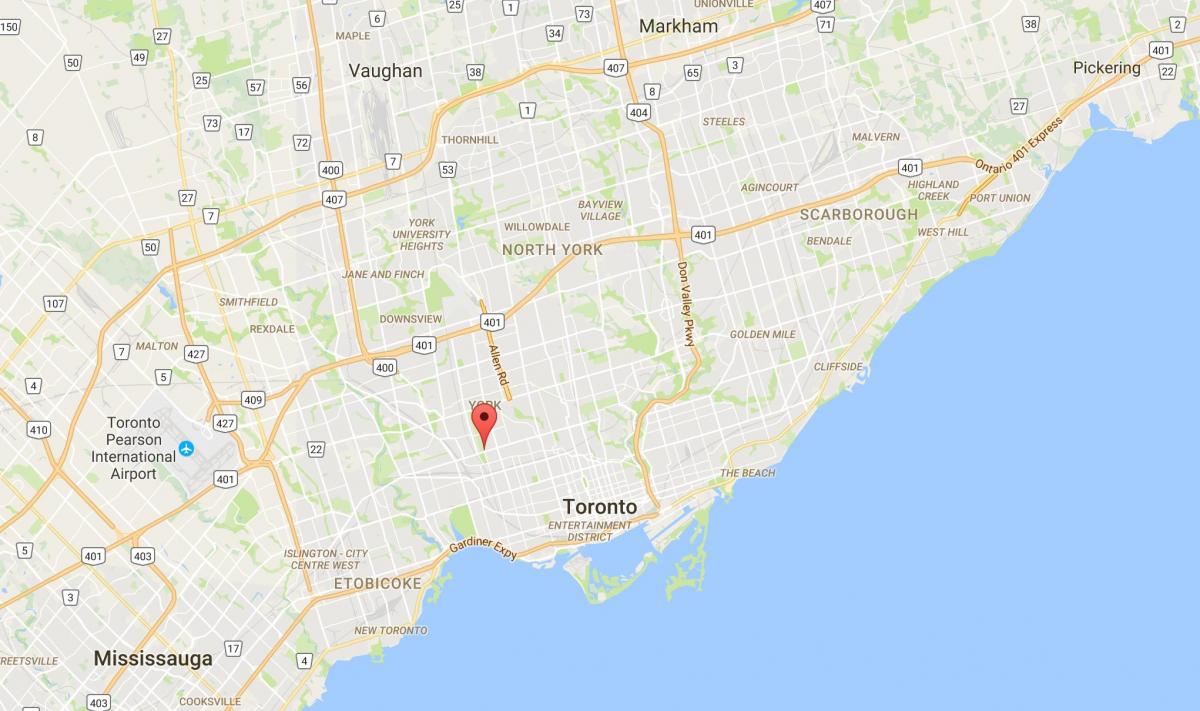 Kaart Earlscourt linnaosa Toronto