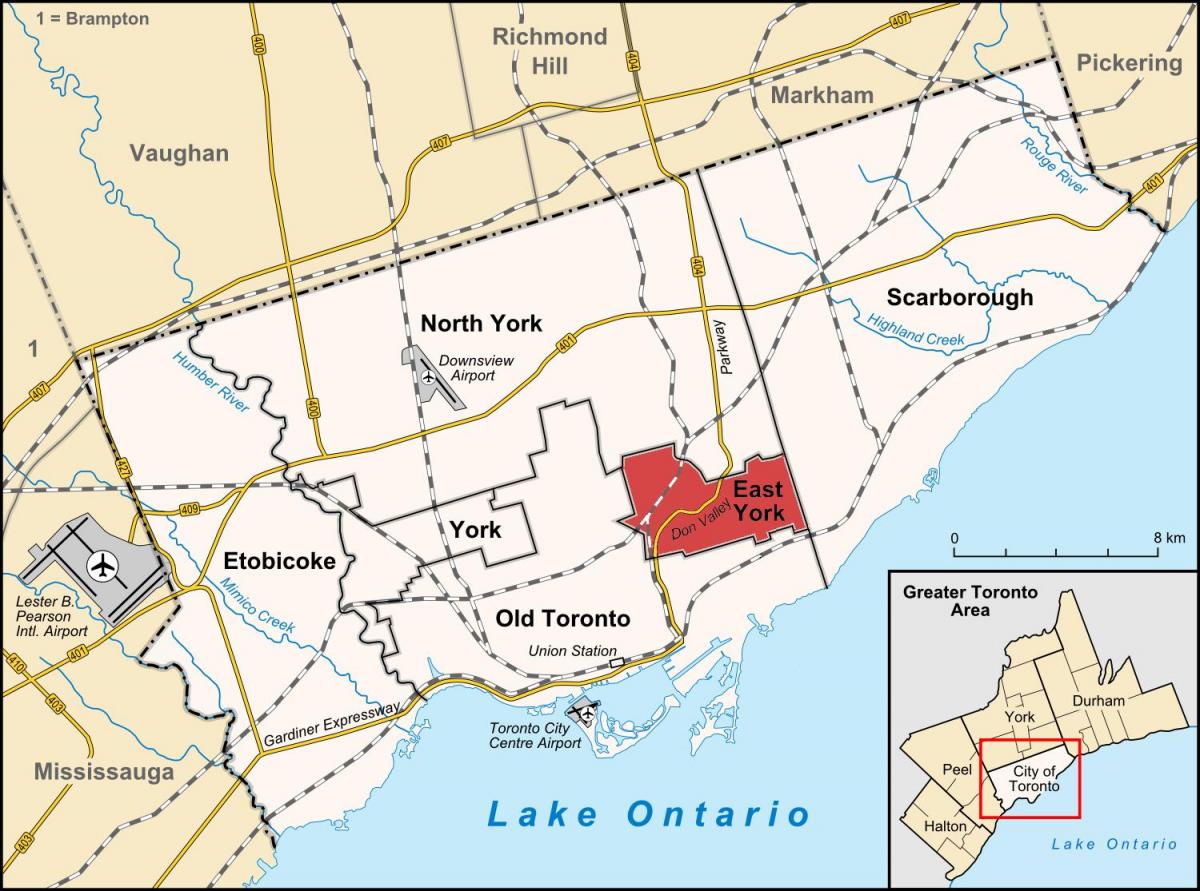 Kaart East York Toronto
