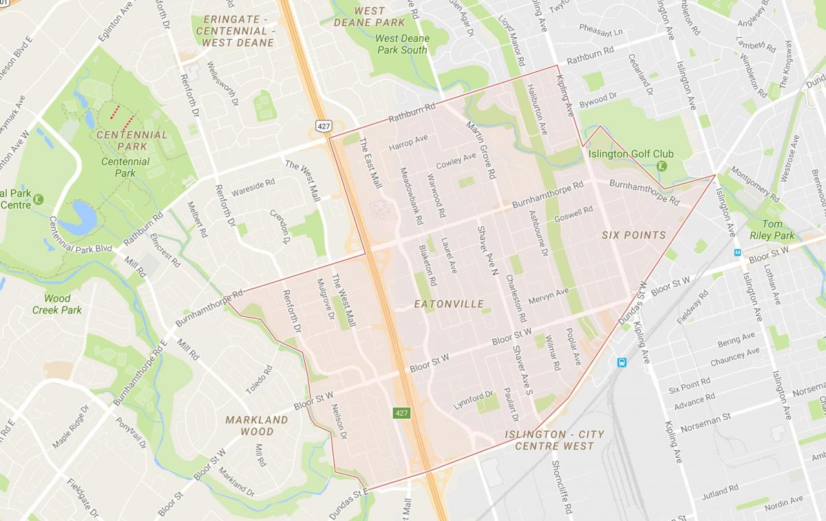 Kaart Eatonville naabrus-Toronto