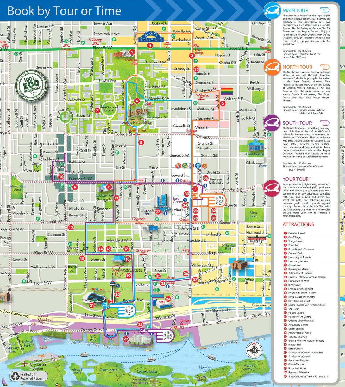 Kaart Eco cab ekskursioonid Toronto