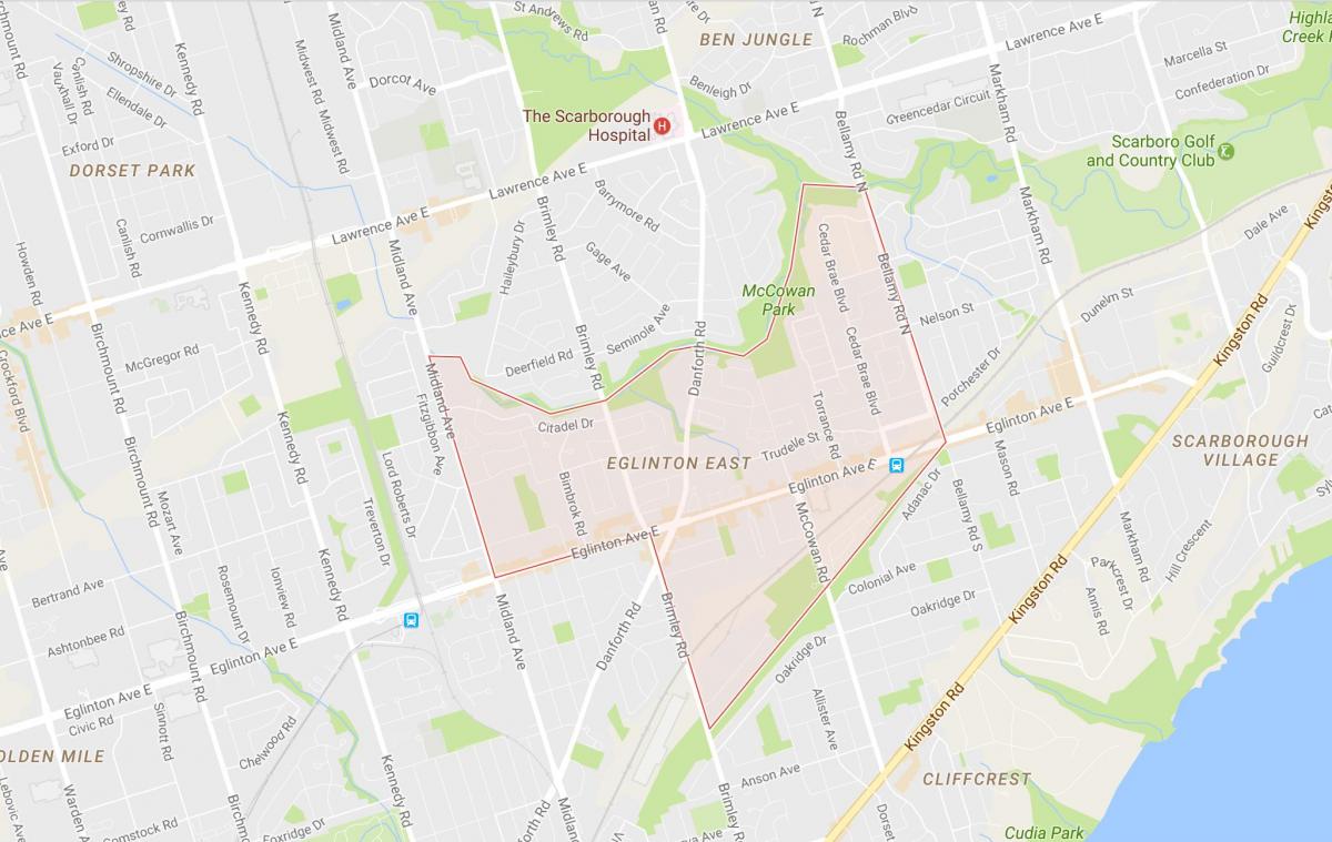 Kaart Eglinton Ida-naabrus-Toronto