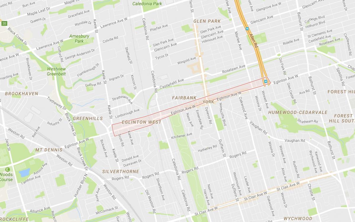 Kaart Eglinton West naabrus-Toronto