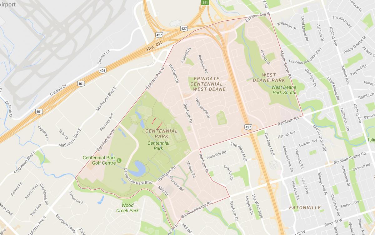 Kaart Eringate naabrus-Toronto