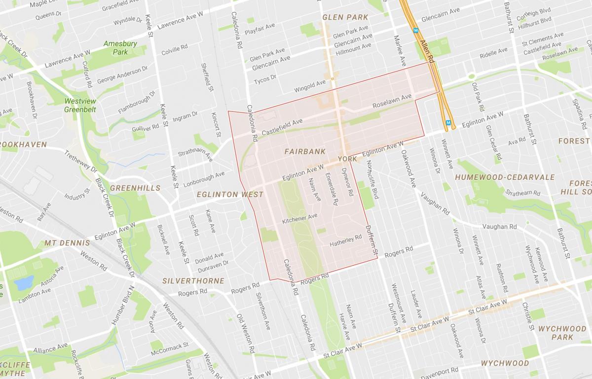 Kaart Fairbank naabrus-Toronto