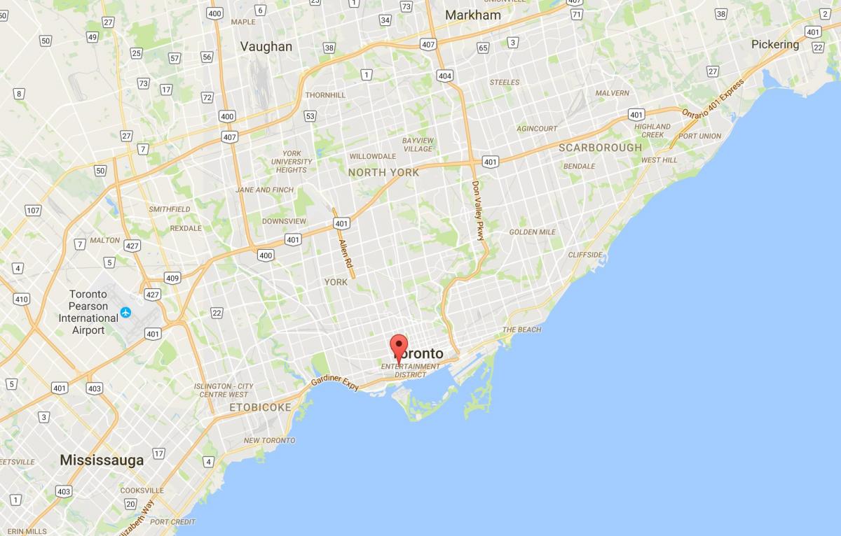 Kaart Fashion District ringkond Toronto