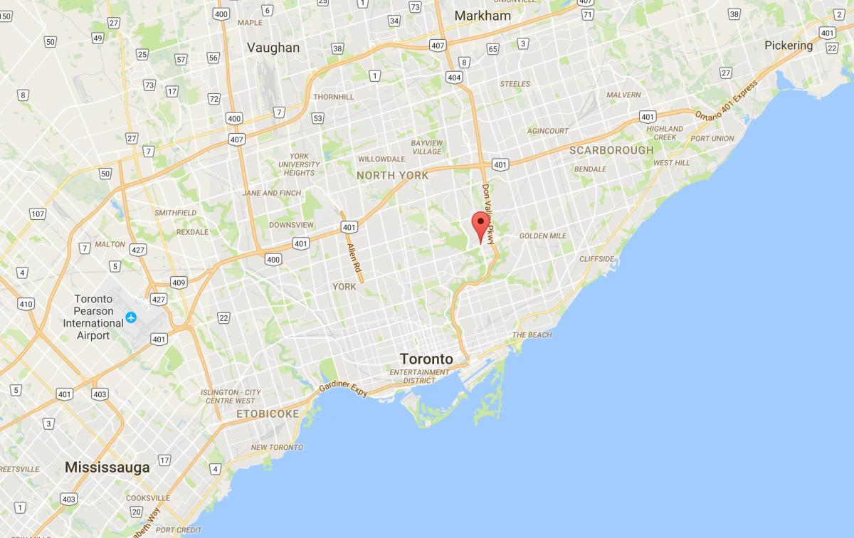 Kaart Flemingdon Park district Toronto