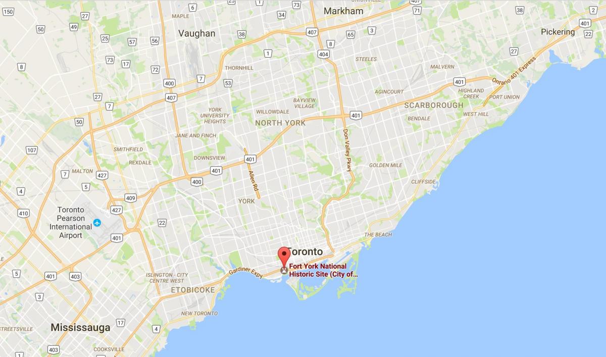 Kaart Fort York Toronto linnaosa