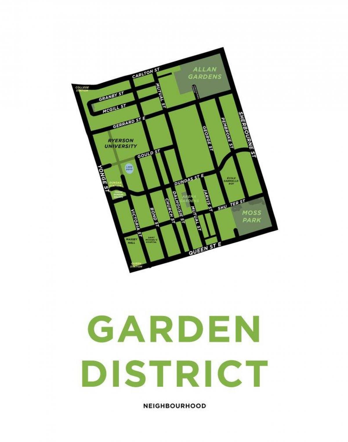 Kaart Garden District ülevaade Toronto