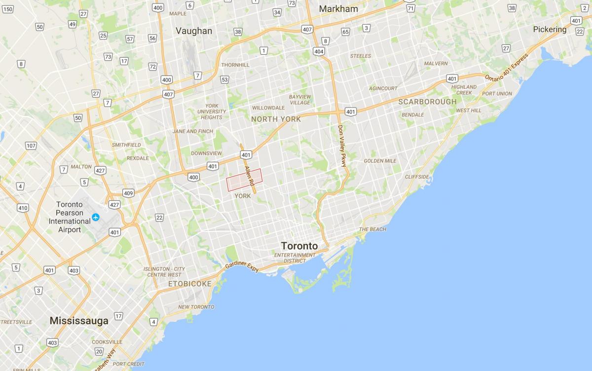 Kaart Glen Park district Toronto
