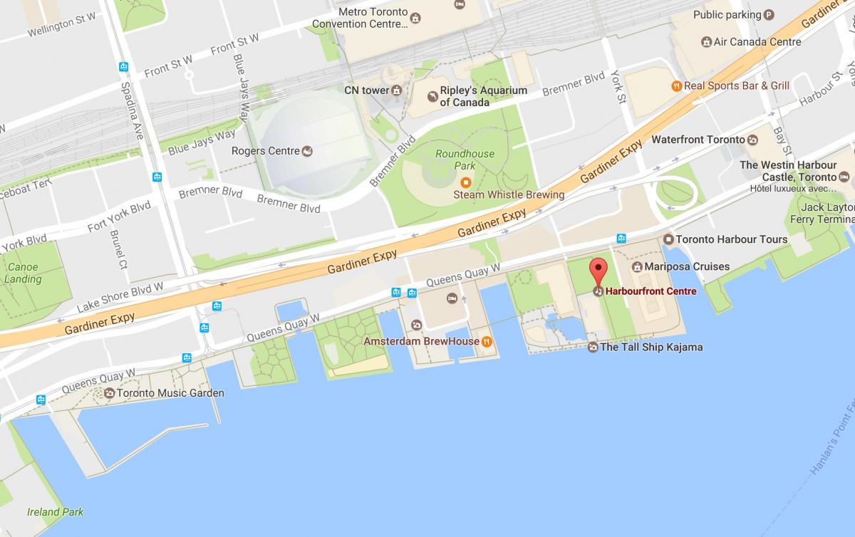 Kaart Harbourfront naabrus-Toronto