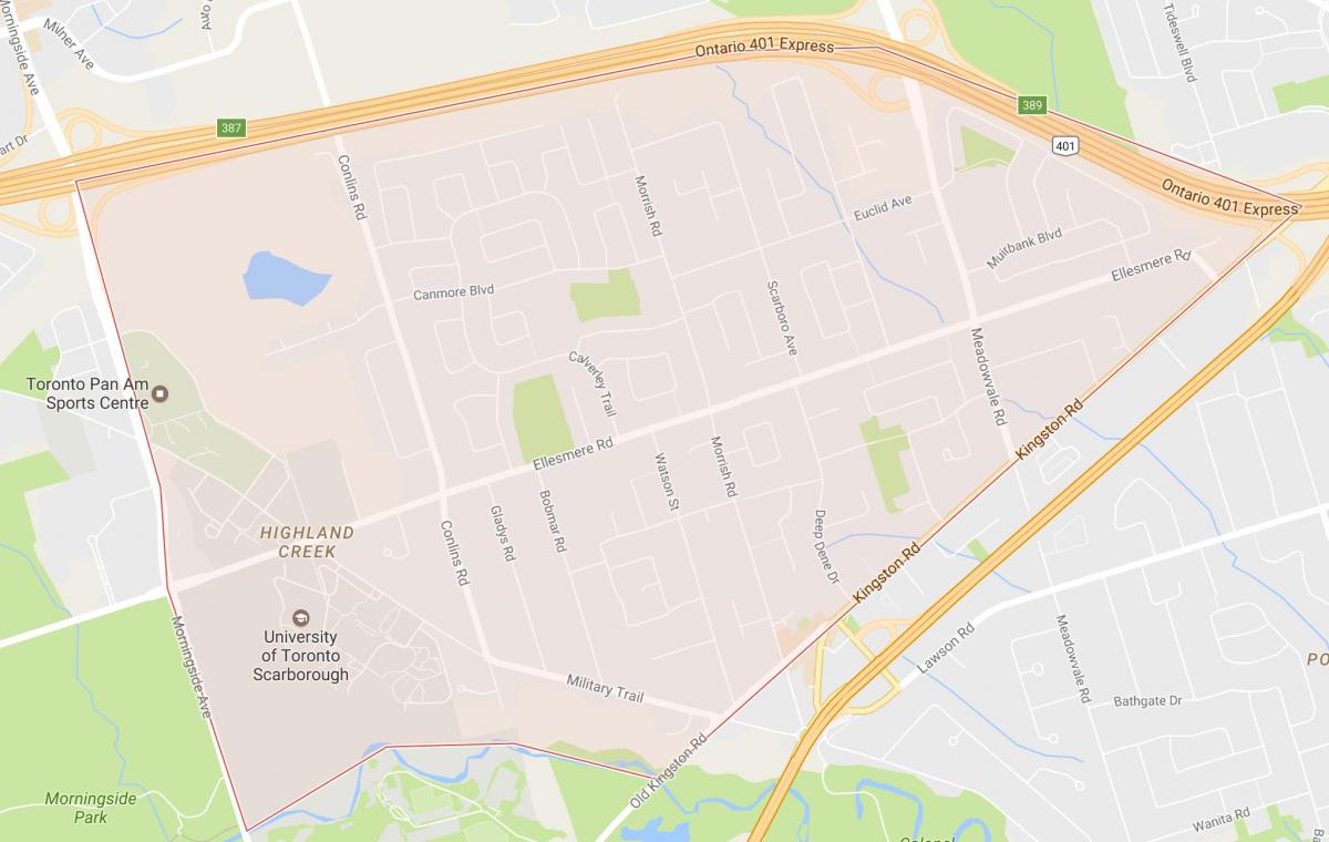Kaart, Highland Creek naabrus-Toronto