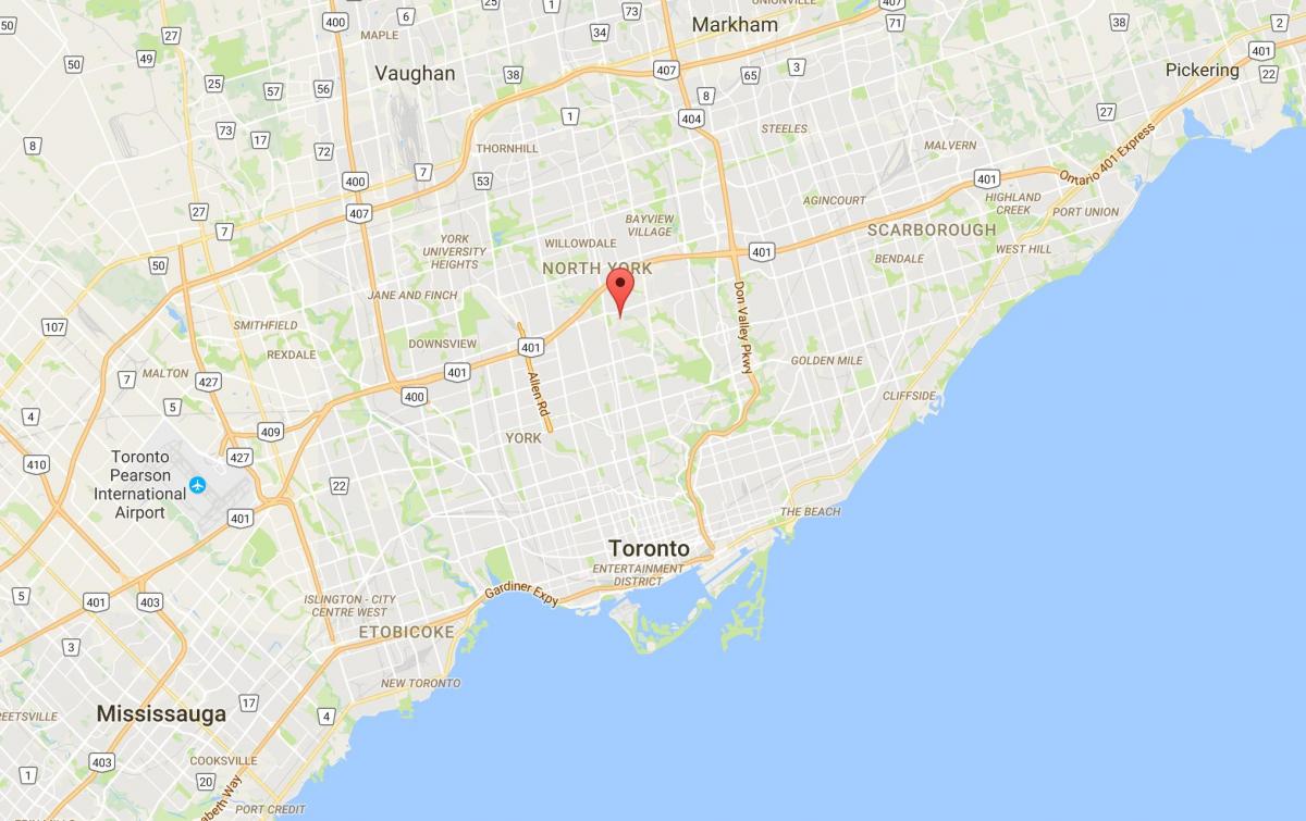 Kaart Hoggs Õõnes linnaosa Toronto
