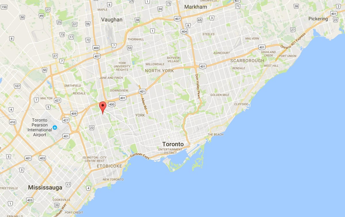Kaart Humber Kõrgused – Westmount linnaosa Toronto