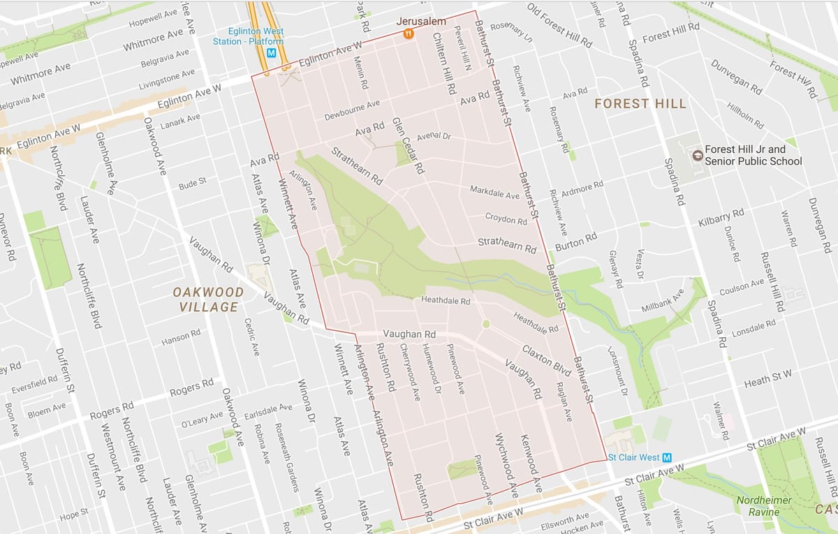 Kaart Humewood–Cedarvale naabrus-Toronto