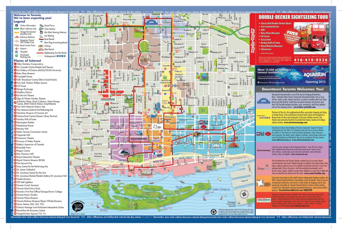 Kaart huviväärsused Toronto