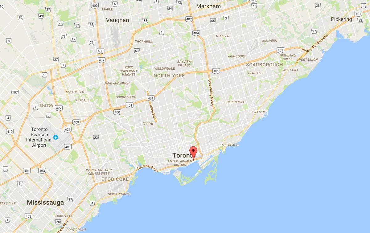Kaart Ida-Bayfront linnaosa Toronto